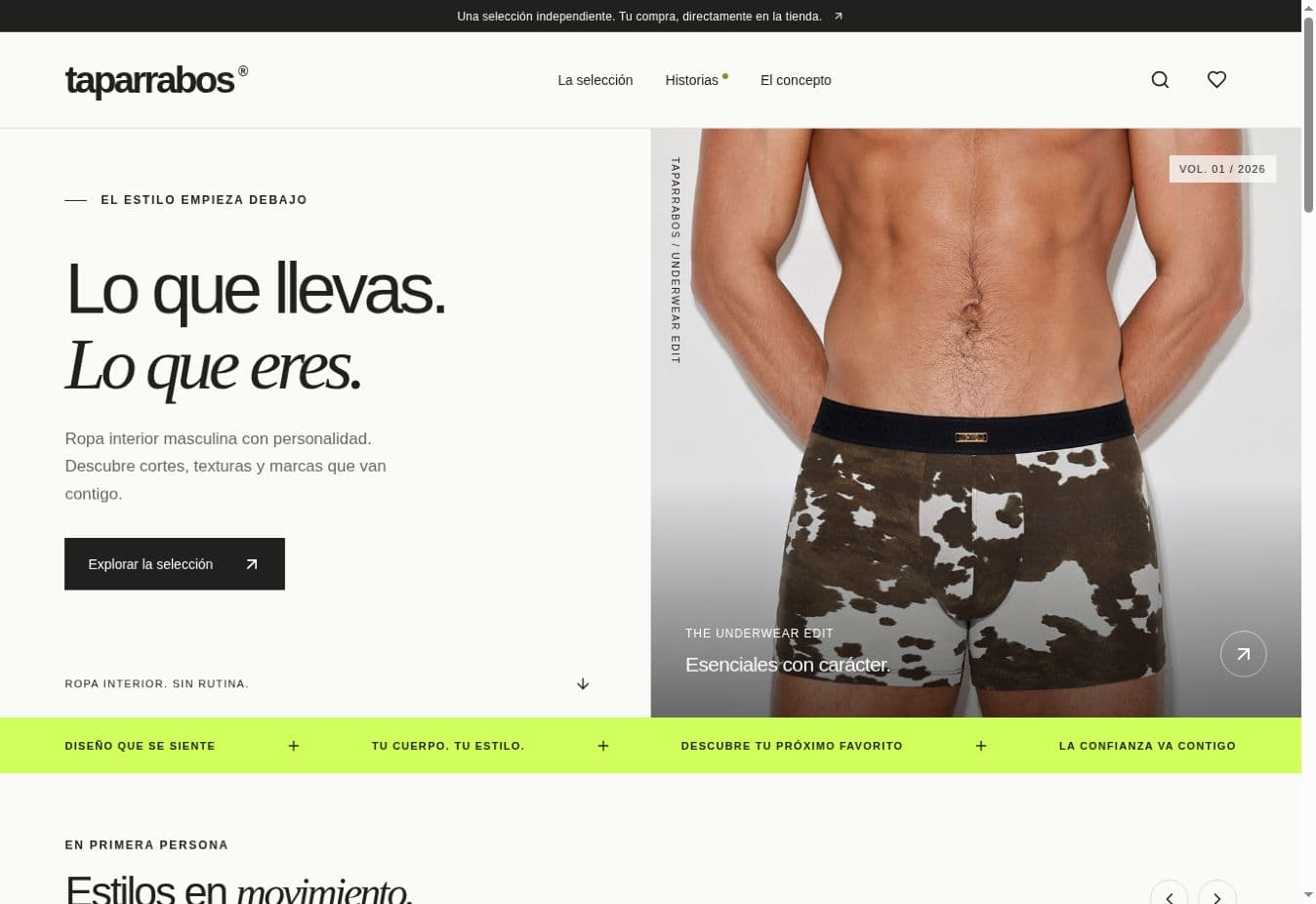 Website screenshot: Taparrabos